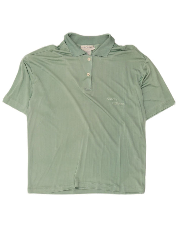 Krizia Damen-Poloshirt mit lockerer Passform, UK 14, mittelgrüne Seide