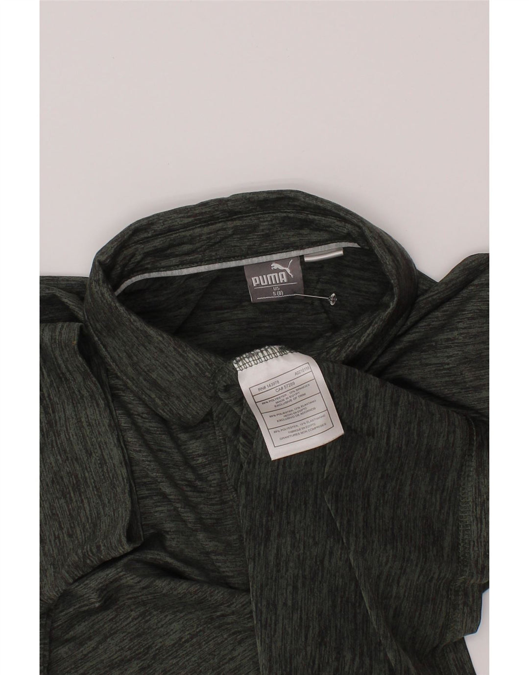 Puma Jungen-Poloshirt, 7–8 Jahre, klein, grün geflecktes Polyester
