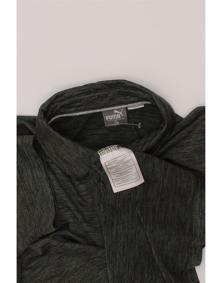 Puma Jungen-Poloshirt, 7–8 Jahre, klein, grün geflecktes Polyester