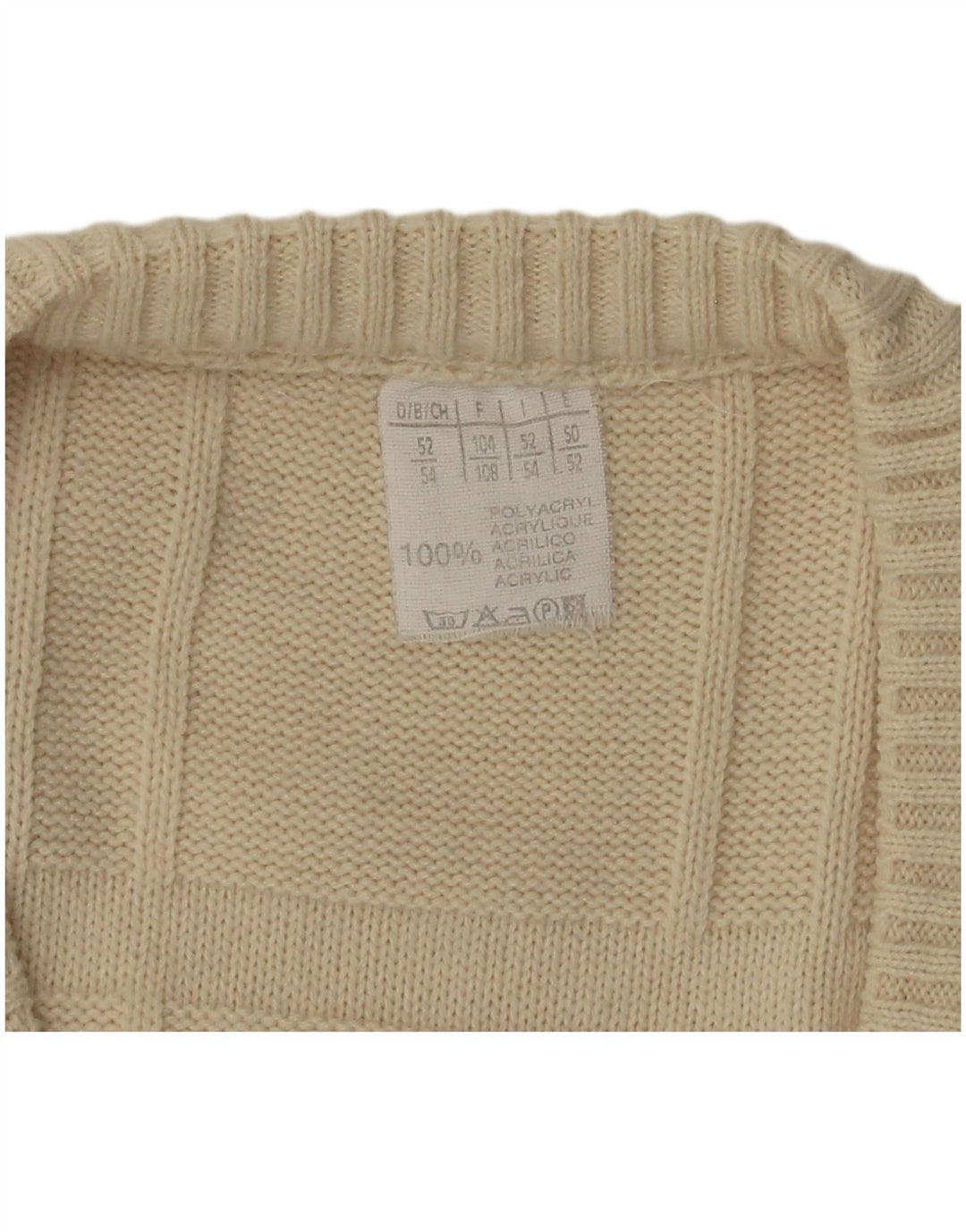 VINTAGE Herren Weste Tank Top IT 52/54 Large Off White Polyacryl