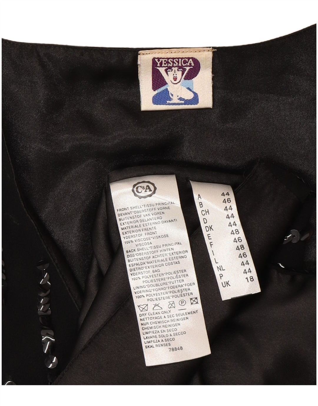 Yessica Damen Weste UK 18 XL Schwarz Geometrisch Polyester