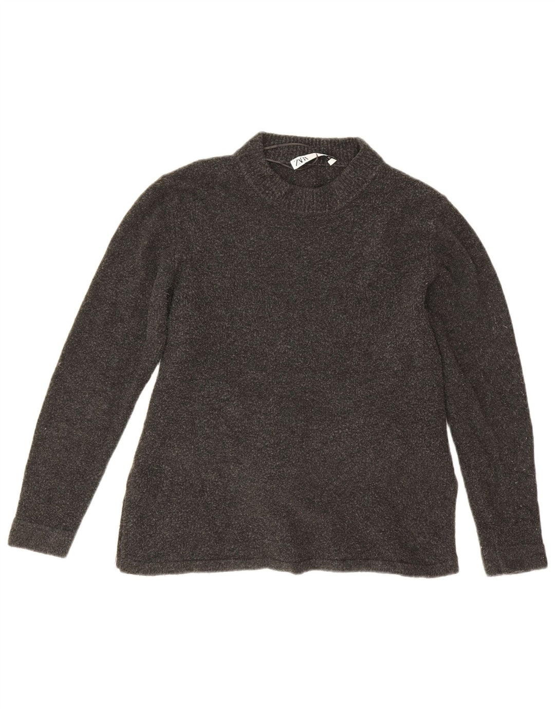 Zara Damen-Pullover mit Rundhalsausschnitt, Gr. 14, Mittelgrau