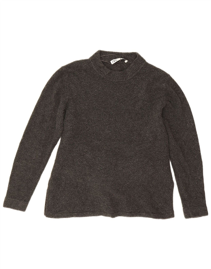 Zara Damen-Pullover mit Rundhalsausschnitt, Gr. 14, Mittelgrau