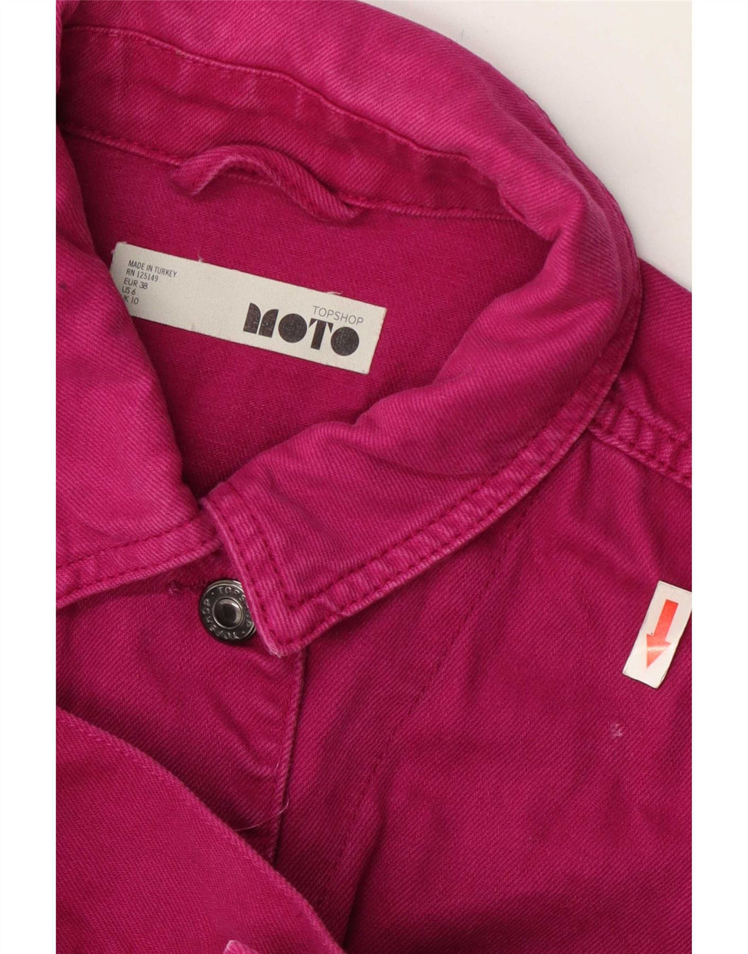 Topshop Damen-Jeansjacke in Übergröße, UK 10, Größe S, rosa, Baumwolle