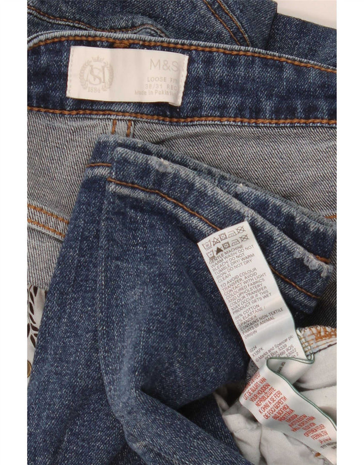 Marks & Spencer lockere Herrenjeans W38 L31 marineblaue Baumwolle
