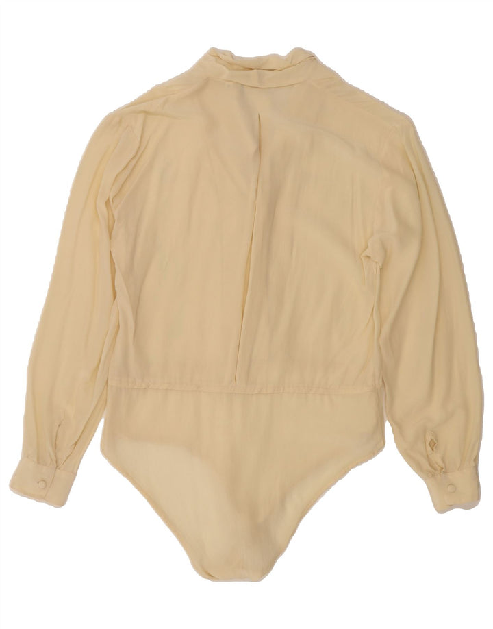 VINTAGE Womens Shirt Bodysuit IT 44 Medium Beige Vintage Vintage and Second-Hand Vintage from Messina Hembry 