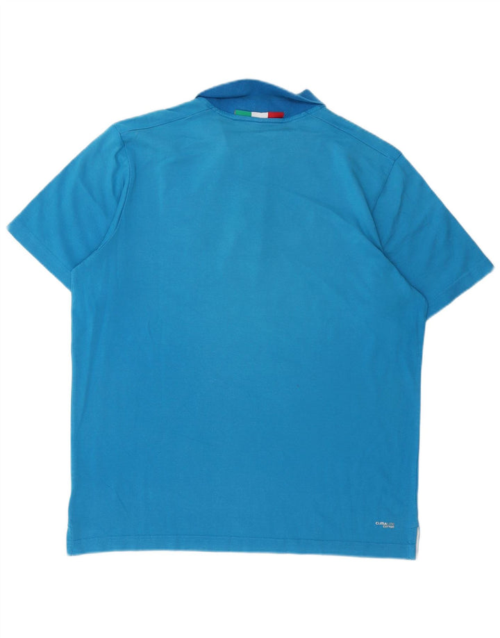 ADIDAS Herren Italia Graphic Poloshirt Große blaue Baumwolle
