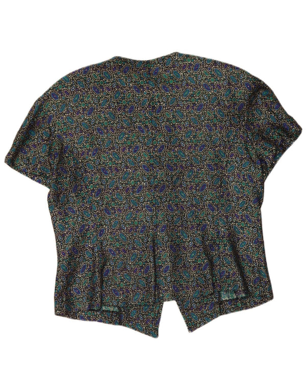 Andrea Mare Damen Crop Kurzarm-Hemdbluse UK 14 Large Mehrfarbig