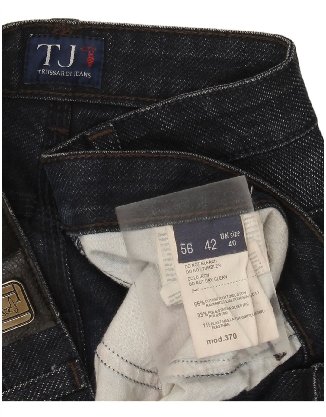 Trussardi Herren Straight Jeans W40 L31 Marineblaue Baumwolle