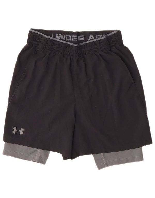 Under Armour Damen Heat Gear Sportshorts UK 12 Mittelschwarz Farbblock