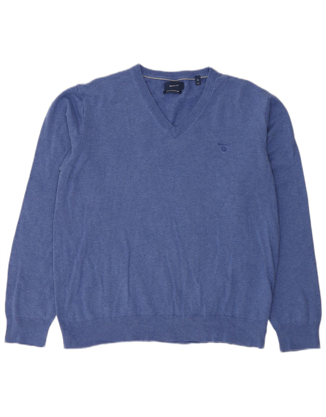 Gant Herren-Pullover mit V-Ausschnitt, XL, blaue Baumwolle