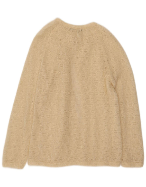 Vintage Damen Cardigan Pullover UK 16 Large Off White Mohair