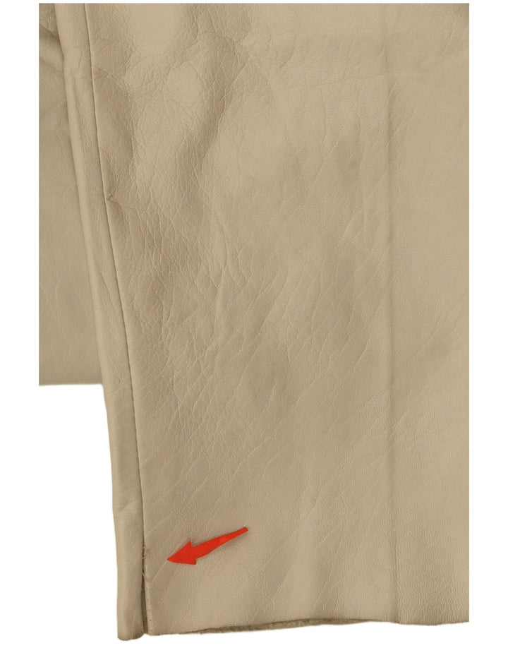 VINTAGE Damen Tapered Lederhose W26 L30 Beige