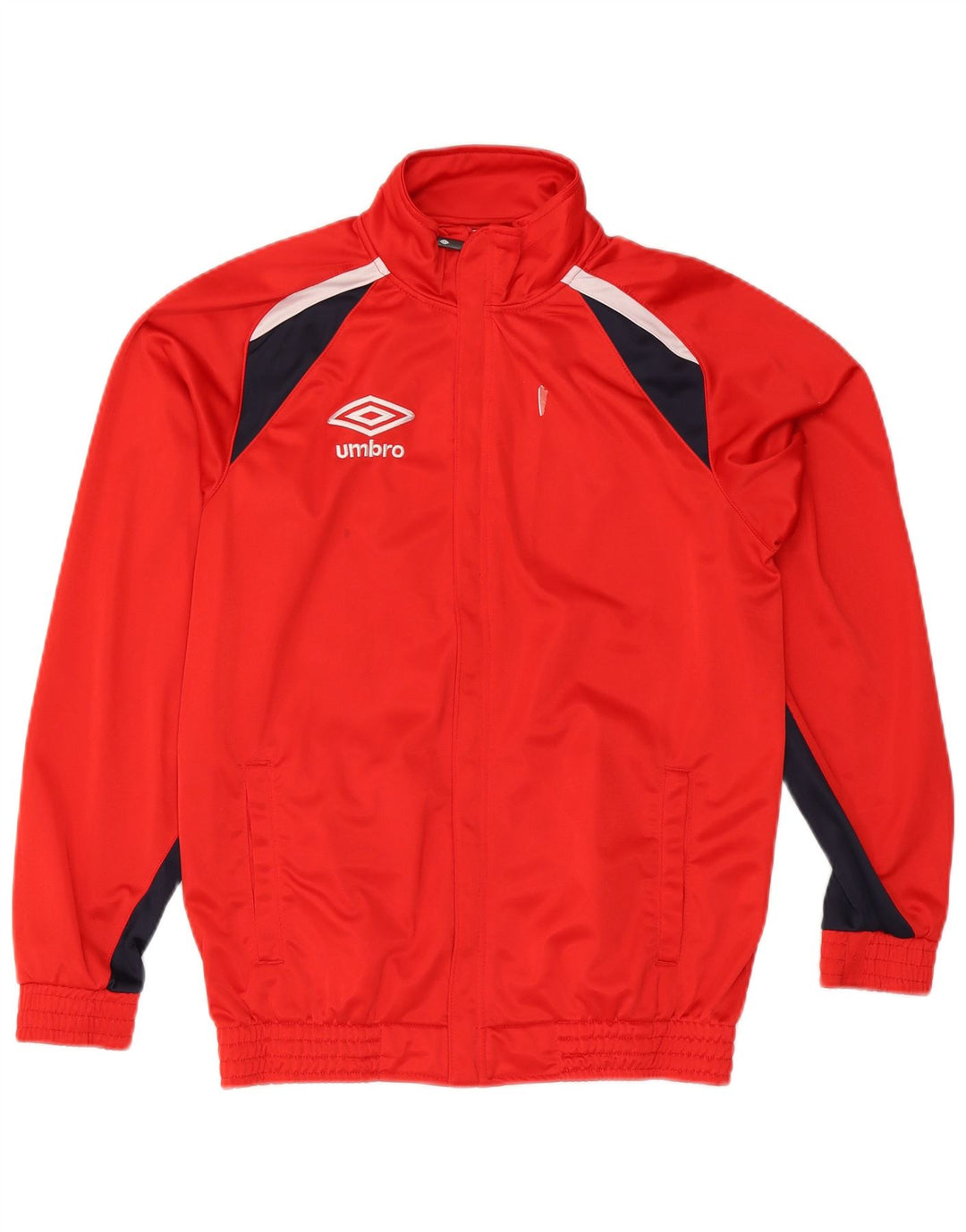 Umbro Herren-Trainingsanzug-Top-Jacke aus mittelrotem Colourblock-Polyester