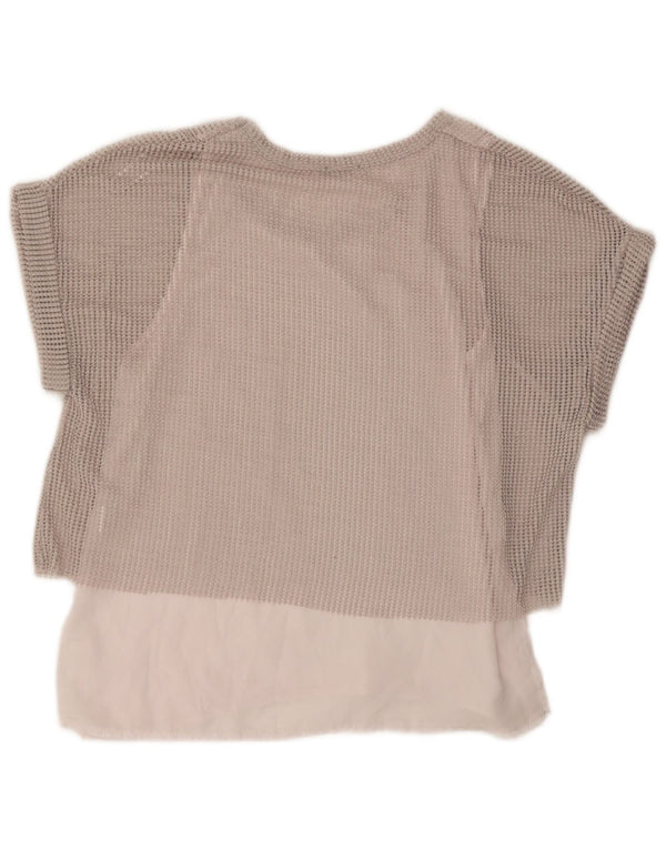Zara Damen Blusenoberteil UK 14 Mittelgraues Polyester