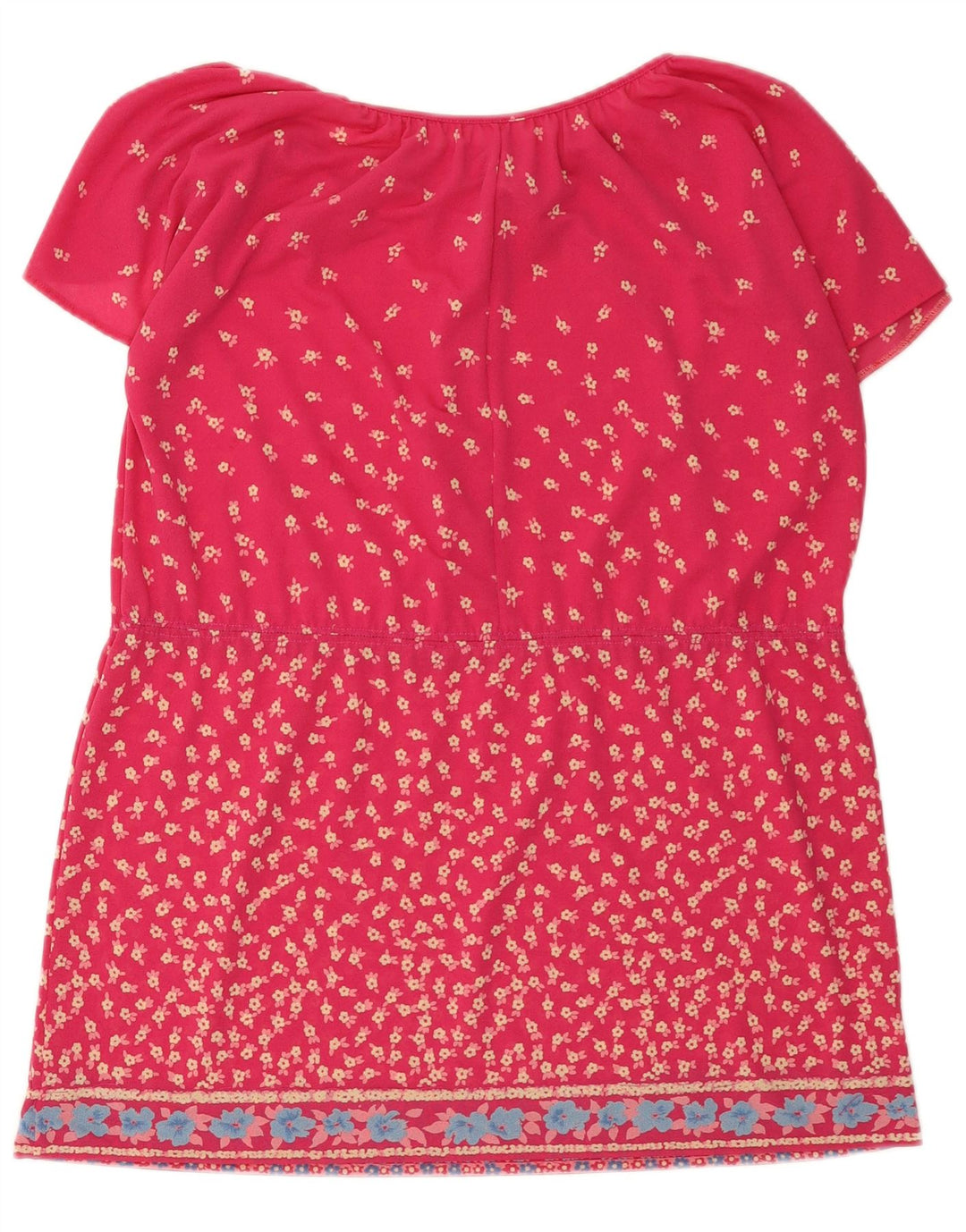 Vintage Damen Tunikakleid EU 42 Großes rosa geblümtes Polyester
