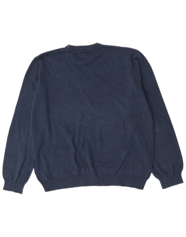 Marks & Spencer Herren-Pullover mit Rundhalsausschnitt, XL, marineblaue Baumwolle