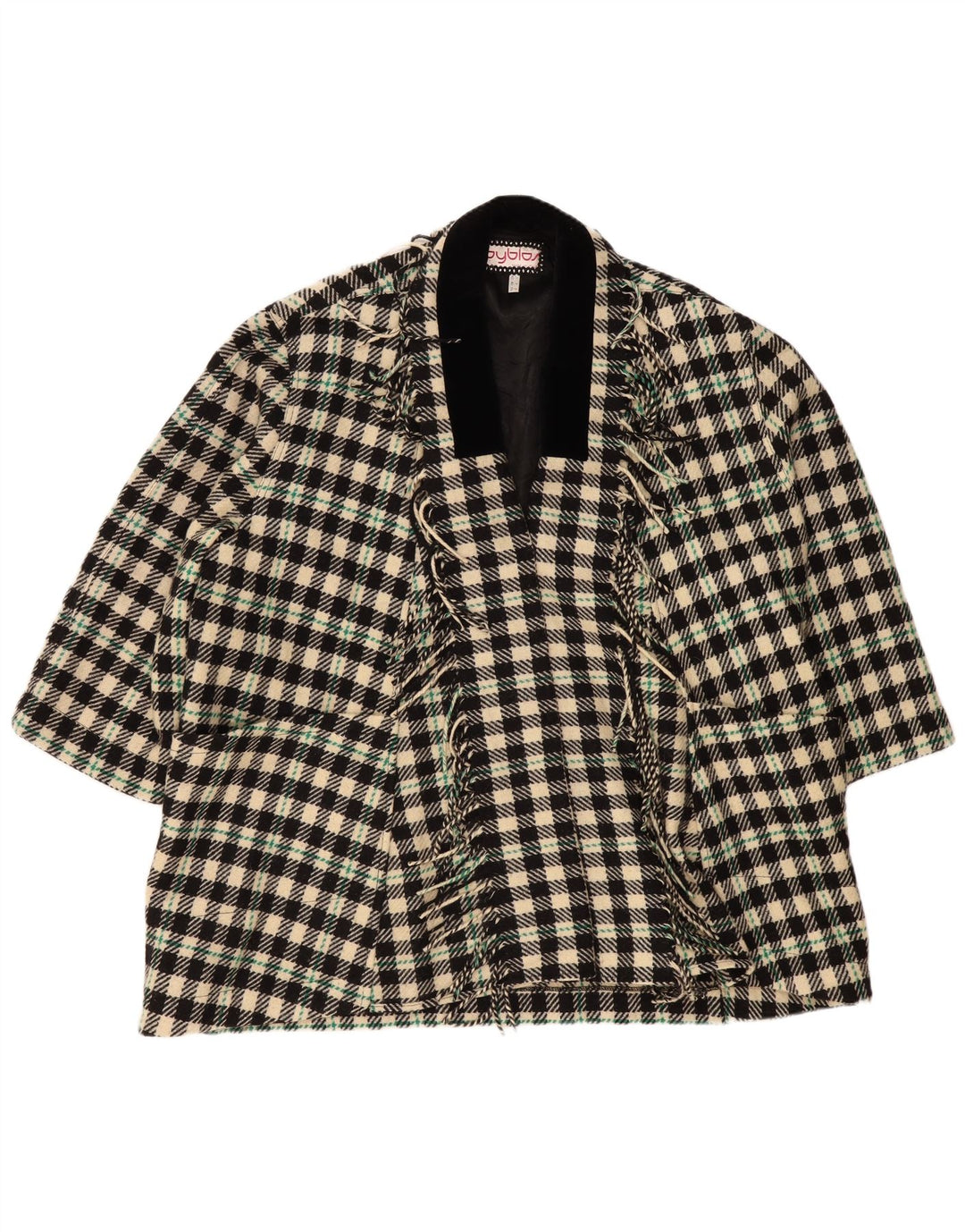 Byblos Womens Open Overcoat IT 42 Mittelschwarz karierte Wolle