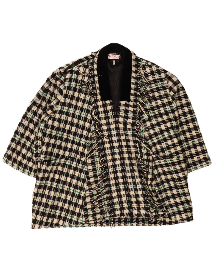 Byblos Womens Open Overcoat IT 42 Mittelschwarz karierte Wolle