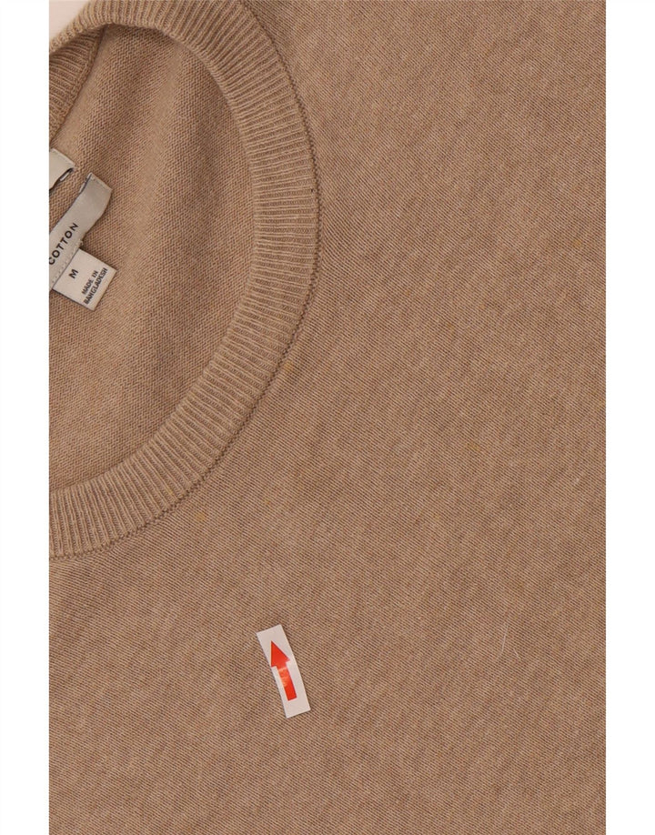 Marks & Spencer Herren-Pullover mit Rundhalsausschnitt, mittelbeige Baumwolle