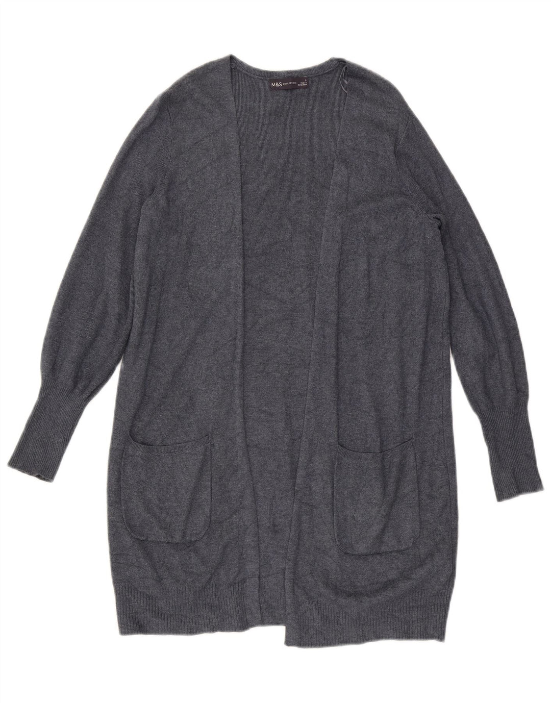 Marks & Spencer Damen Longline Open Cardigan Pullover UK 10 Small Grau