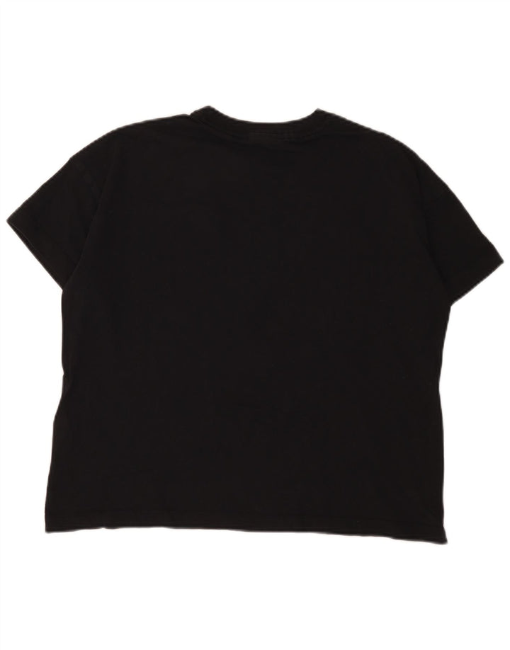 Champion Damen Übergroßes T-Shirt Top UK 10 Small Schwarz Baumwolle