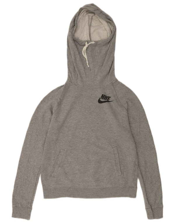 Nike Damen Kapuzenpullover UK 14 Mittelgrau gefleckte Baumwolle