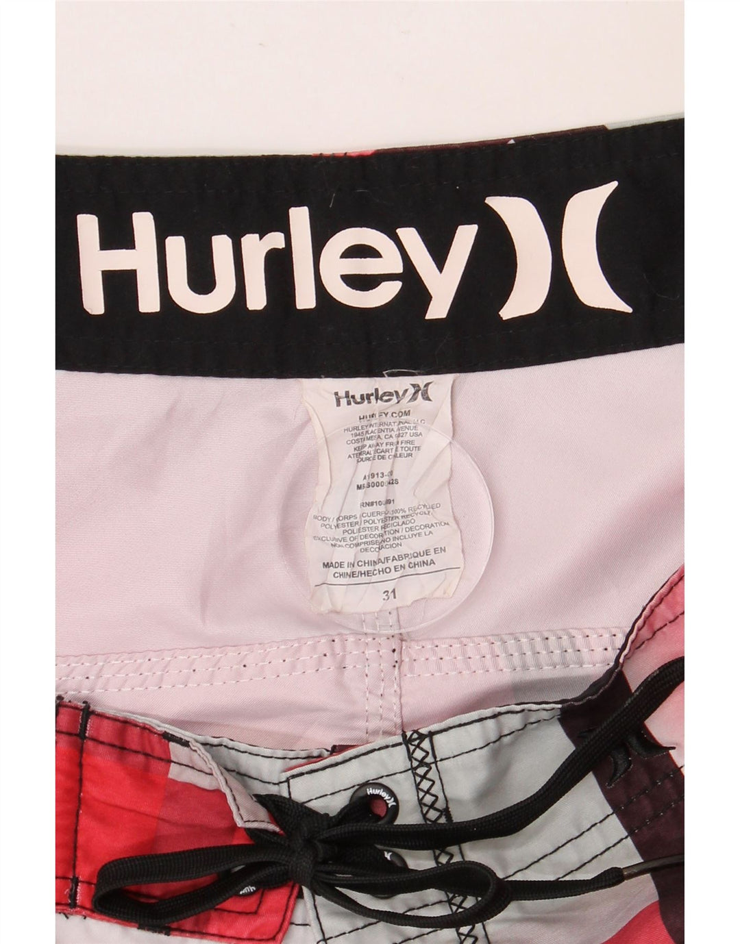 HURLEY Herren-Badeshorts aus mittelrot kariertem Polyester