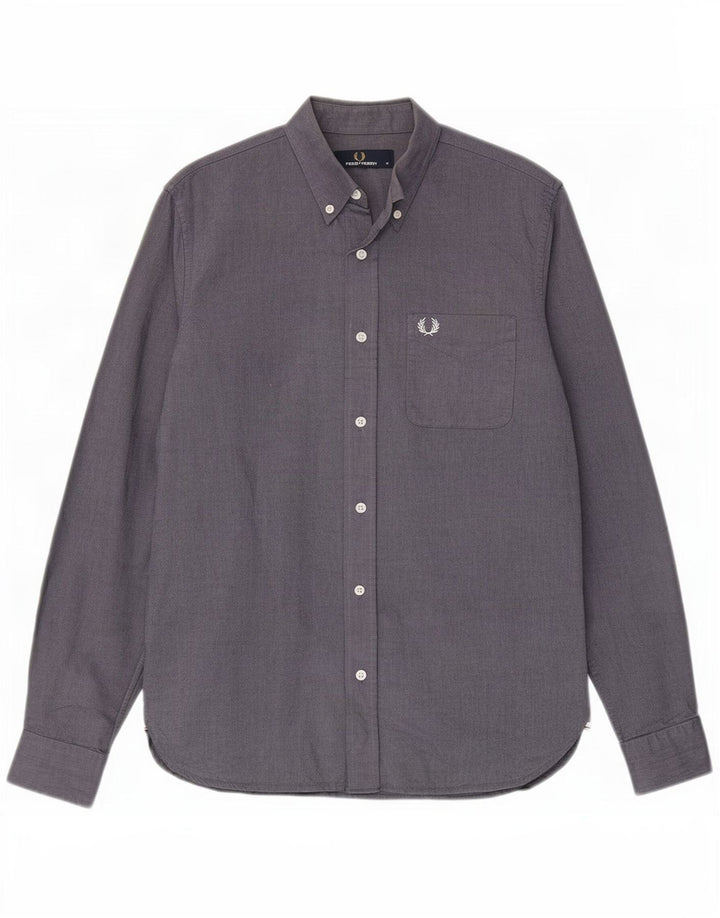 Fred Perry Herrenhemd aus mittelblauer Baumwolle in Marineblau