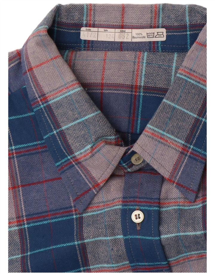 Vintage Herren Flanellhemd Größe 41 Große blau karierte Baumwolle