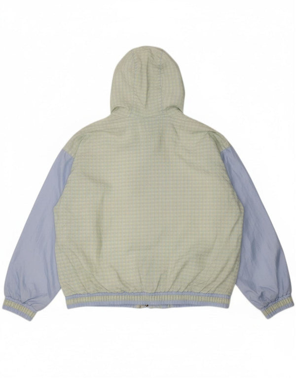 Exklusive übergroße Damen-Regenjacke mit Kapuze, UK 18 XL, grün kariertes Nylon