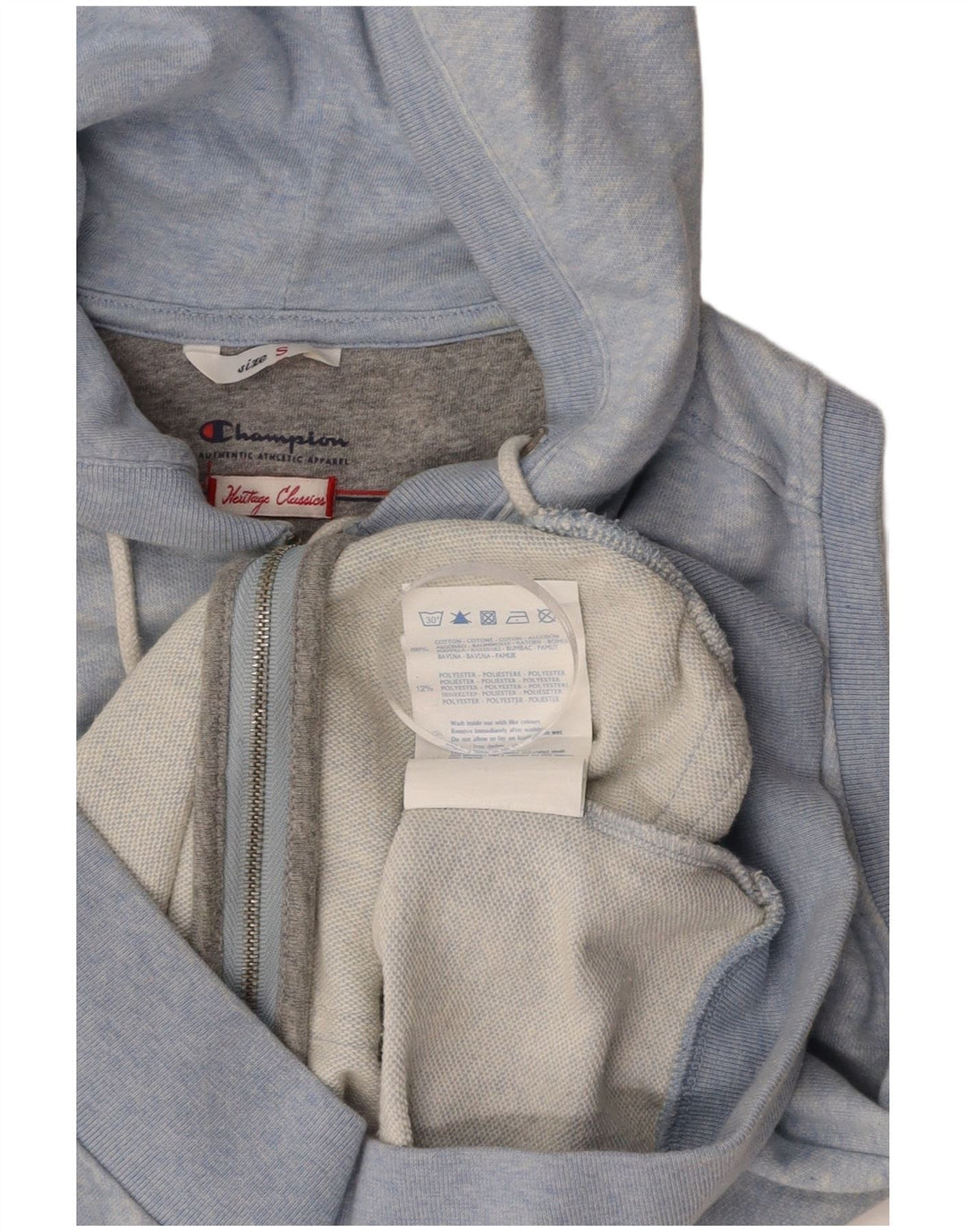 CHAMPION Womens Heritage Classics Zip Hoodie Pullover UK 10 Small Blue