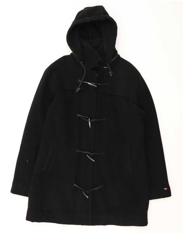 Tommy Hilfiger Damen Kapuzen-Dufflecoat UK 16 Große schwarze Wolle