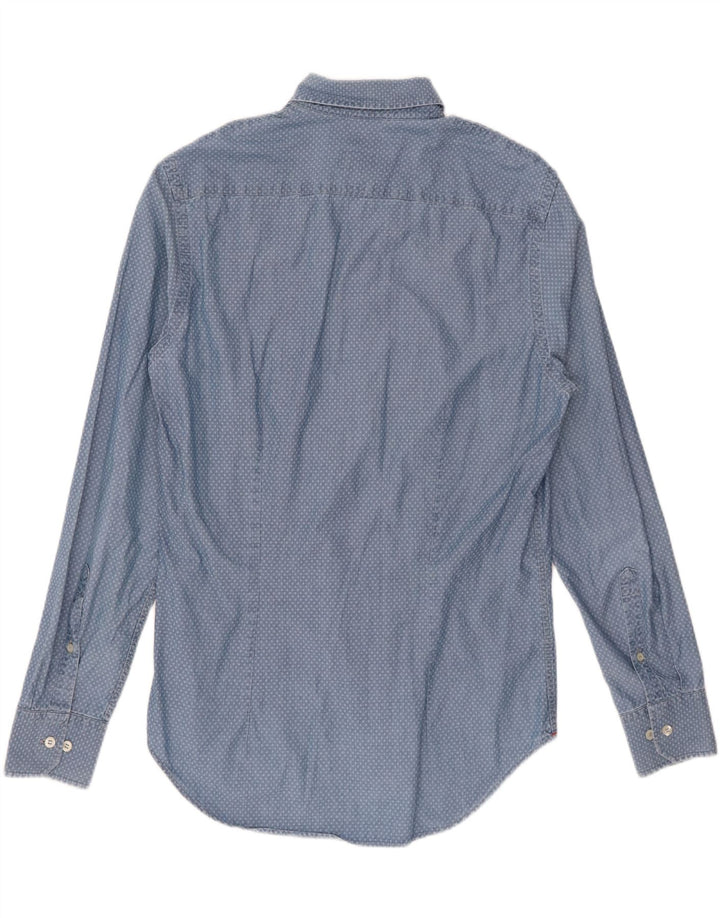 FRED PERRY Slim-Fit-Hemd für Herren, mittelblaue Argyle-/Diamant-Baumwolle