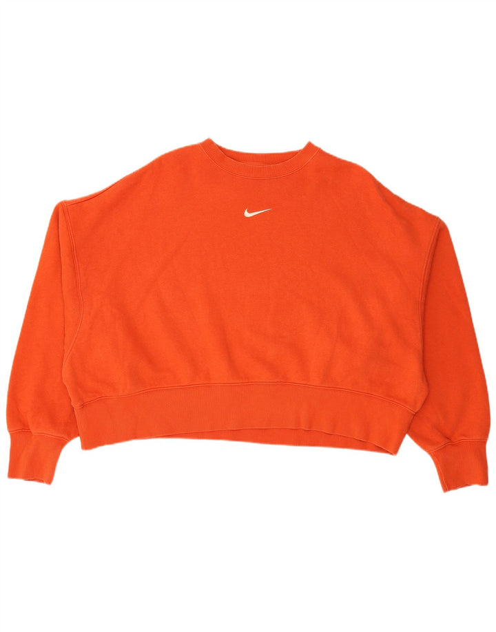 Nike Womens Crop Oversized Sweatshirt Pullover UK 14 Mittelrote Baumwolle