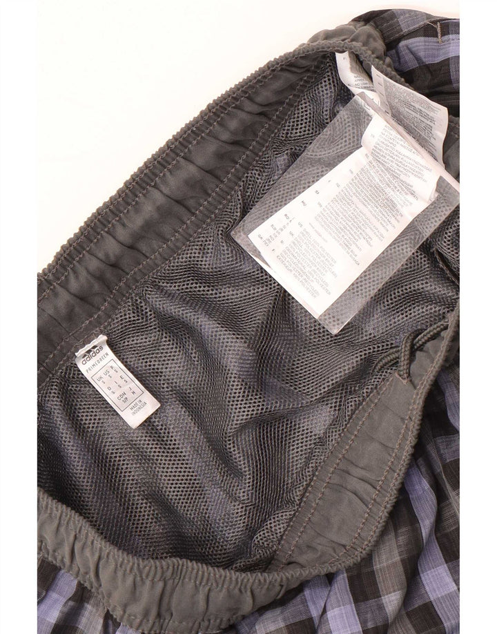 Adidas Herren-Badeshorts, klein, grau kariert, Polyester