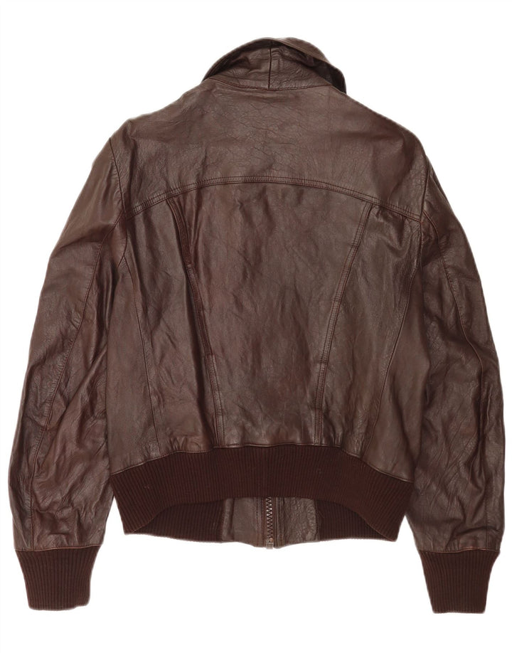 Vintage Damen Bomber Lederjacke IT 48 XL Braunes Leder