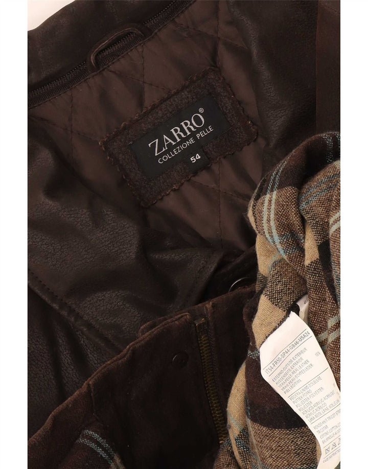 Zarro Herren Leder-Windbreaker-Mantel IT 54 2XL Braun