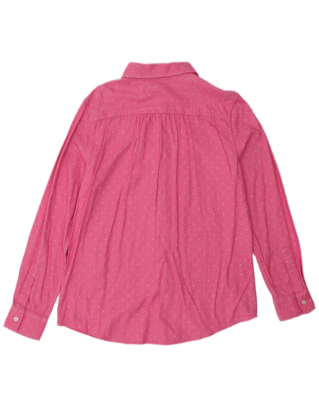 LANDS END Damen-Hemd UK 12 aus mittelrosa gepunkteter Baumwolle