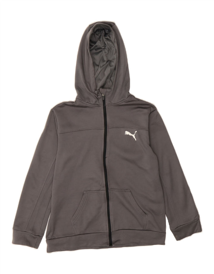 PUMA Boys Graphic Zip Hoodie Sweater 14-15 Years Large Grey Polyester Vintage Puma and Second-Hand Puma from Messina Hembry 