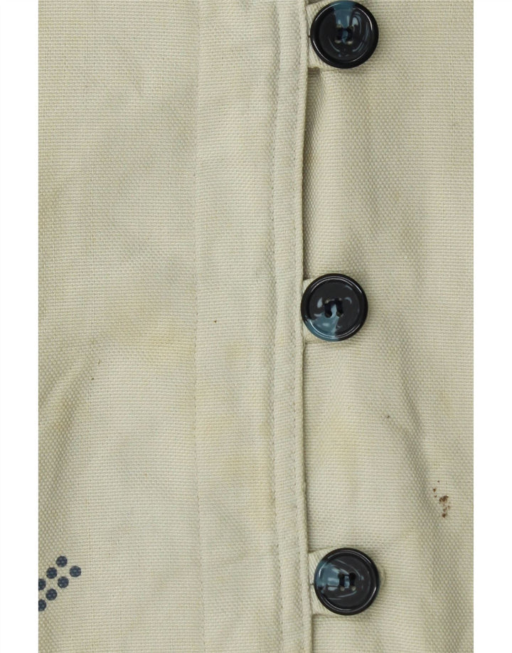 Vintage Damen LangarmBluse Top UK 12/14 Medium Off White gestreift