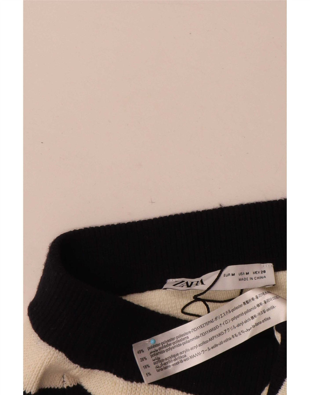 Zara Damen-Strick-Bleistiftrock, mittelgroß, W30, schwarz gestreift, Polyester