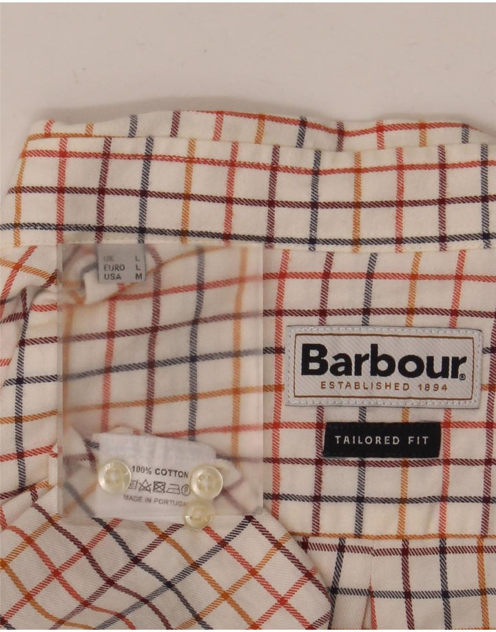 Barbour Herren-Hemd mit maßgeschneiderter Passform, groß, weiß kariert, Baumwolle