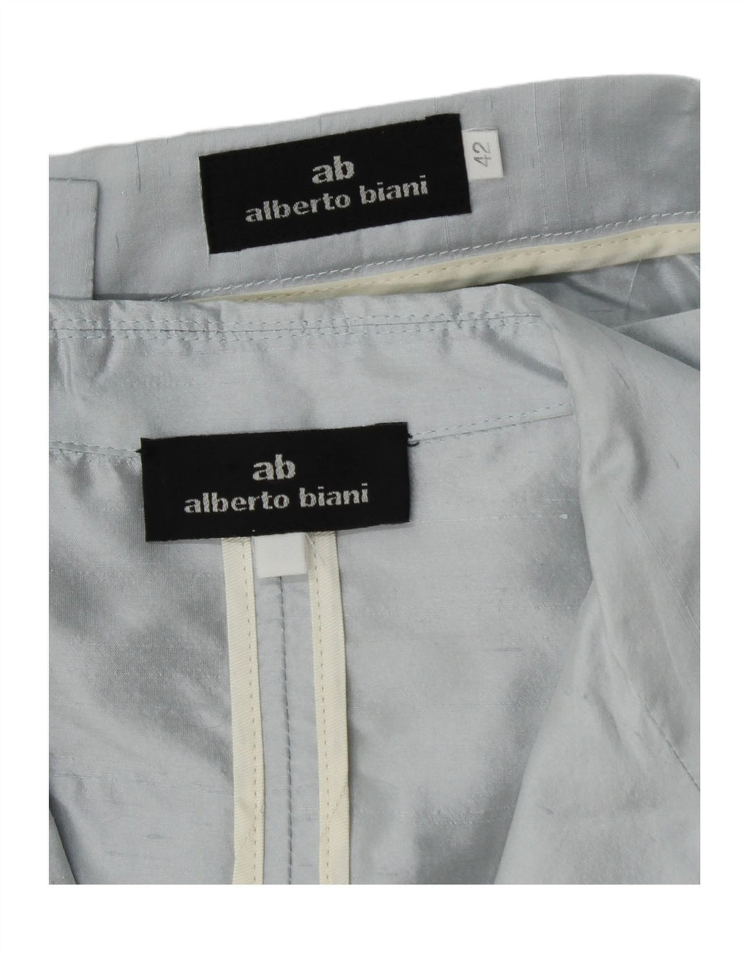 Alberto Biani Damen 3-Knopf-2-teiliges Rockset IT 42 Medium W26 Blaue Seide