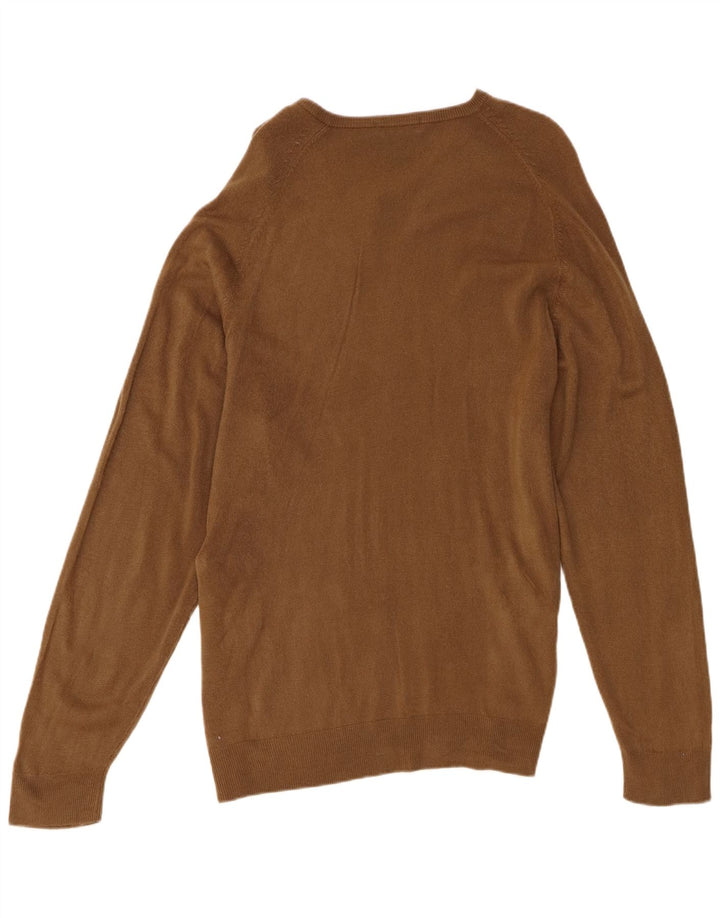 Marks & Spencer Herren-Pullover mit V-Ausschnitt, großes braunes Acryl