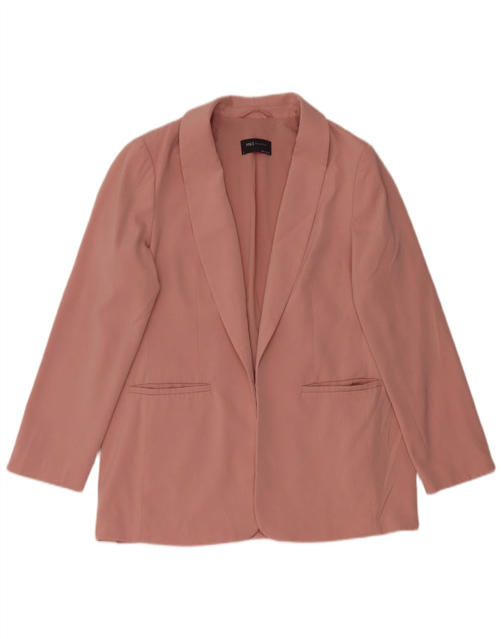 Marks & Spencer Offene Damen-Blazerjacke, UK 14, Größe L, Rosa, Polyester