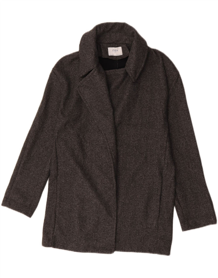 Zara Damen Übergroßer Mantel UK 10 Small Grau Polyester