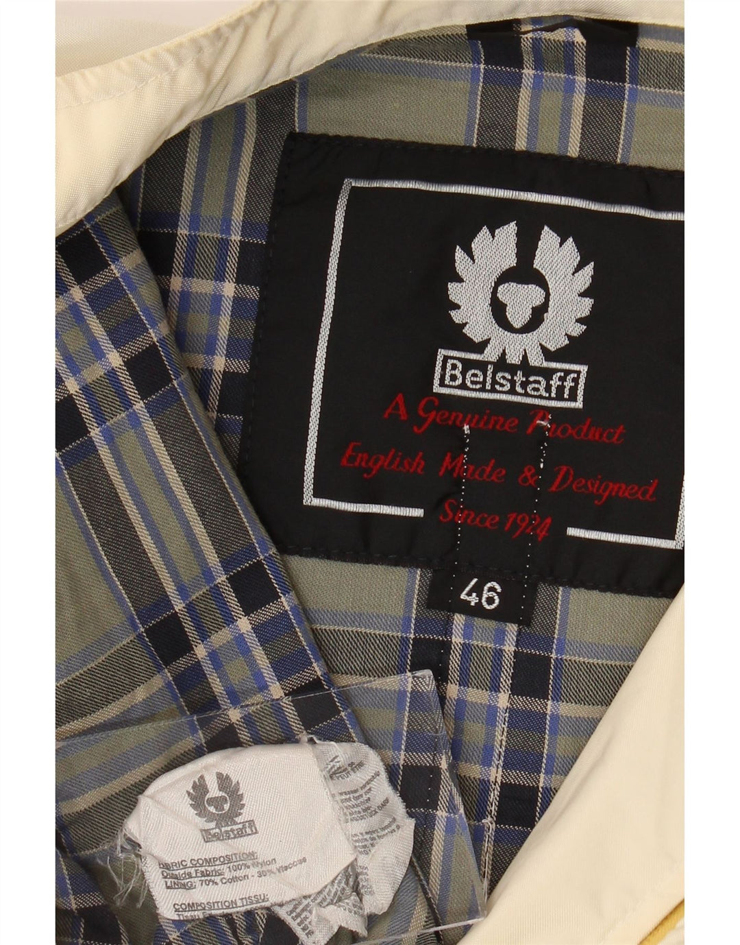 Belstaff Damen Bikerjacke IT 46 Large Off White Nylon