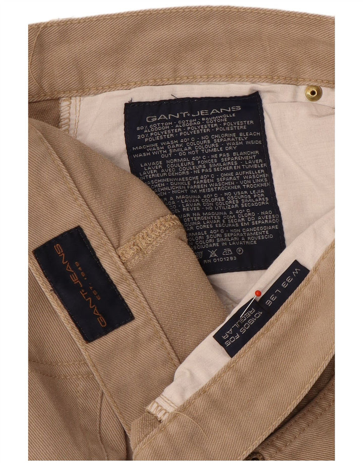 Gant Herren Regular Straight Jeans W33 L32 Beige Baumwolle