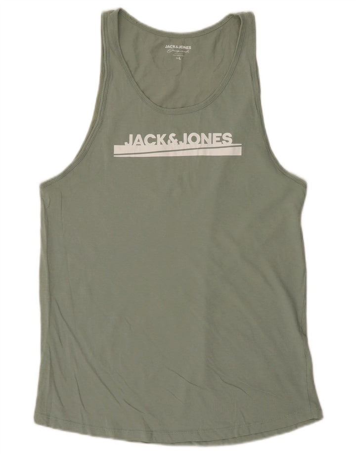 Jack & Jones Herren Grafik-Weste-Top, groß, grüne Baumwolle